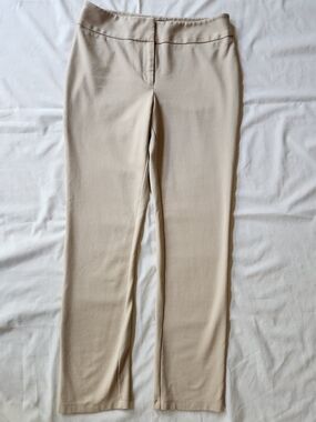 Grace Elements Women's Stretch Straight Leg Dress Pants With Front Closure Beige